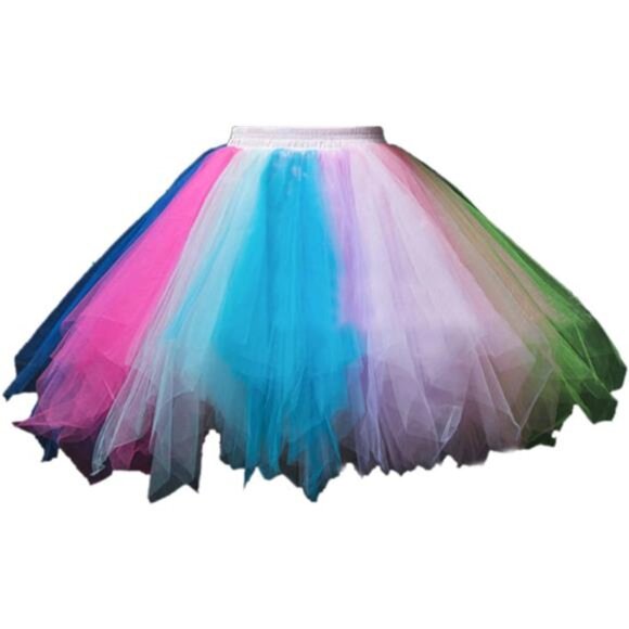 Women's Short Vintage Ballet Bubble Puffy Tutu Petticoat Skirt Blue Fuschia Gree - Picture 1 of 3